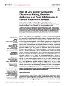 Download Risk of Low Energy Availability, Disordered Eating, Exercise Addiction, and Food Intolerances in Female Endurance Athletes