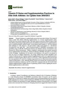 Download Vitamin D Status and Supplementation Practices in Elite Irish Athletes: An Update from 2010/2011
